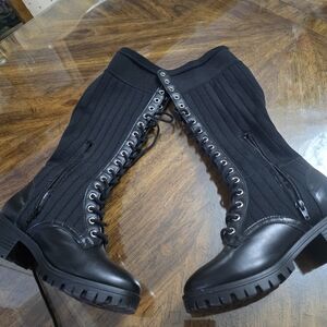 Black Juicy CoutureLace-Up Knee-High Boots